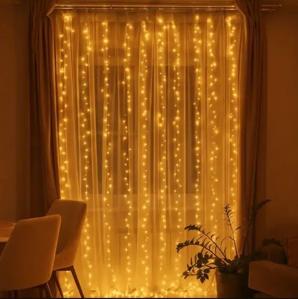 Світлова гірлянда-штора | Тепле світло | 3×3 м 600 діодів
