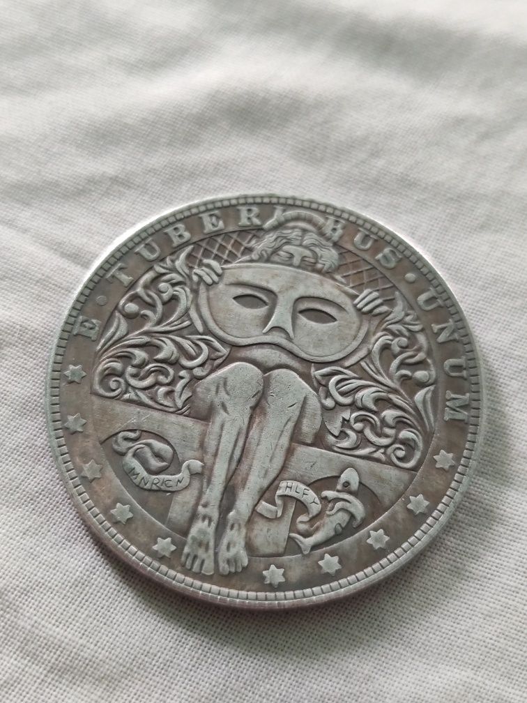 Монета 1 доллар. Hobo nickel техника. One dollar 1885 г. Коллекция