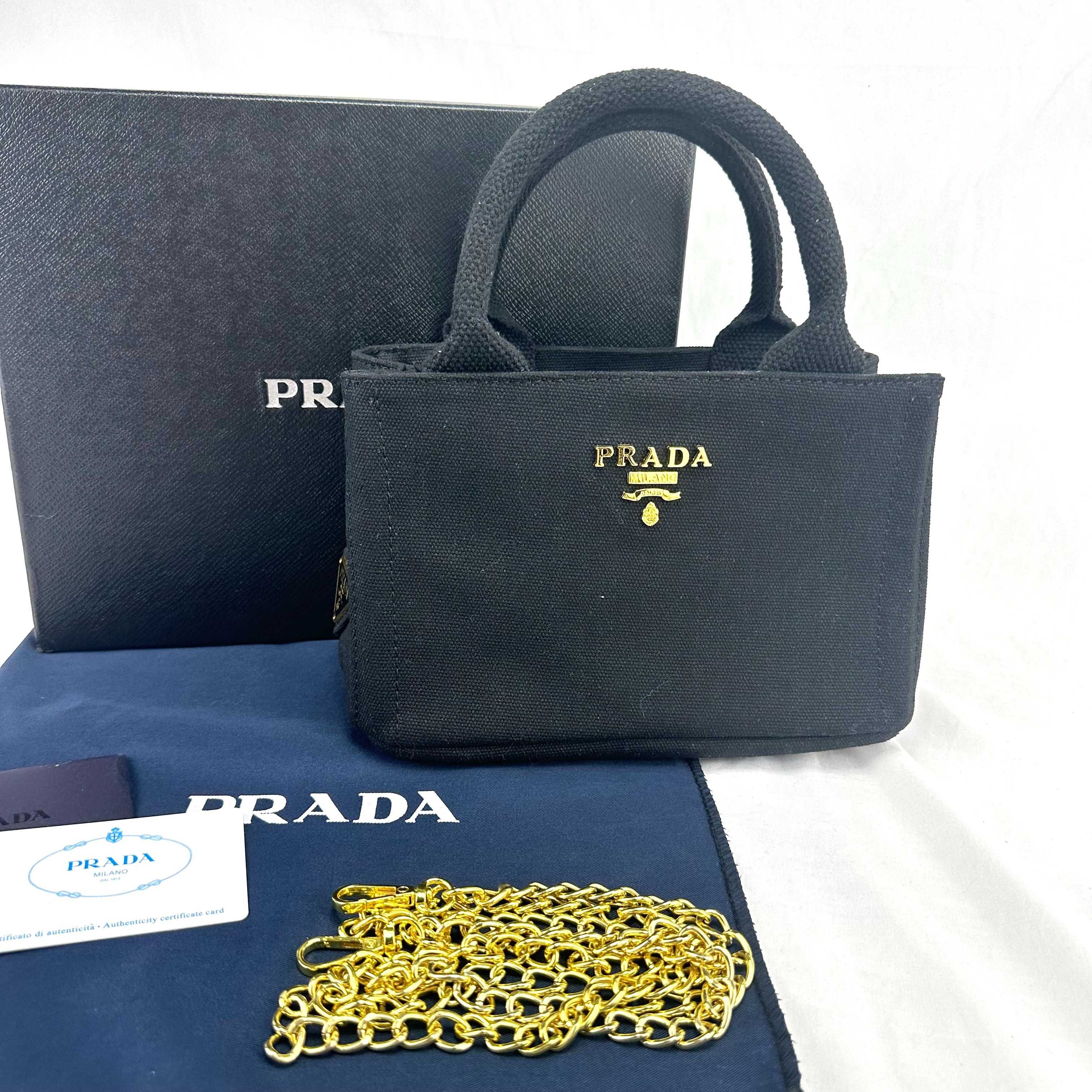 Torebka na ramię PRADA Mini Canapa z podwójnym łańcuszkiem