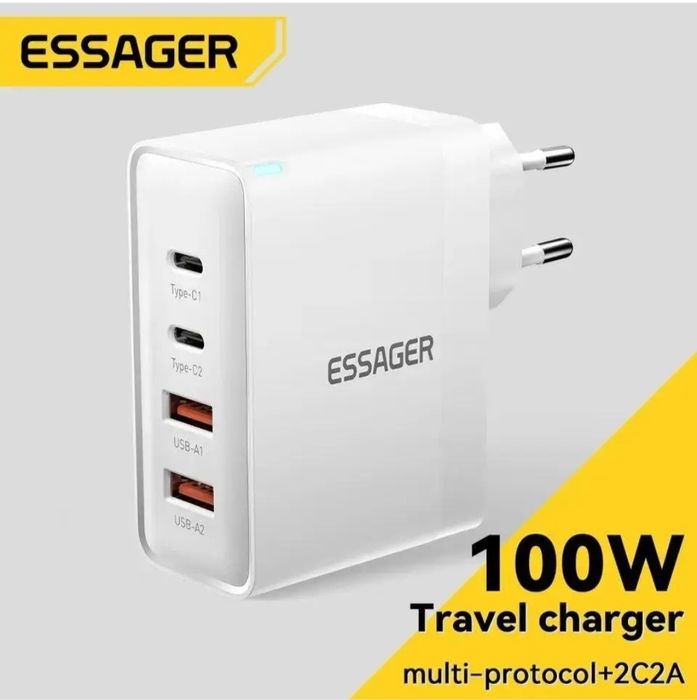 Зарядное  устройство  100W  Essager GaN2 Pro QC PD 20V