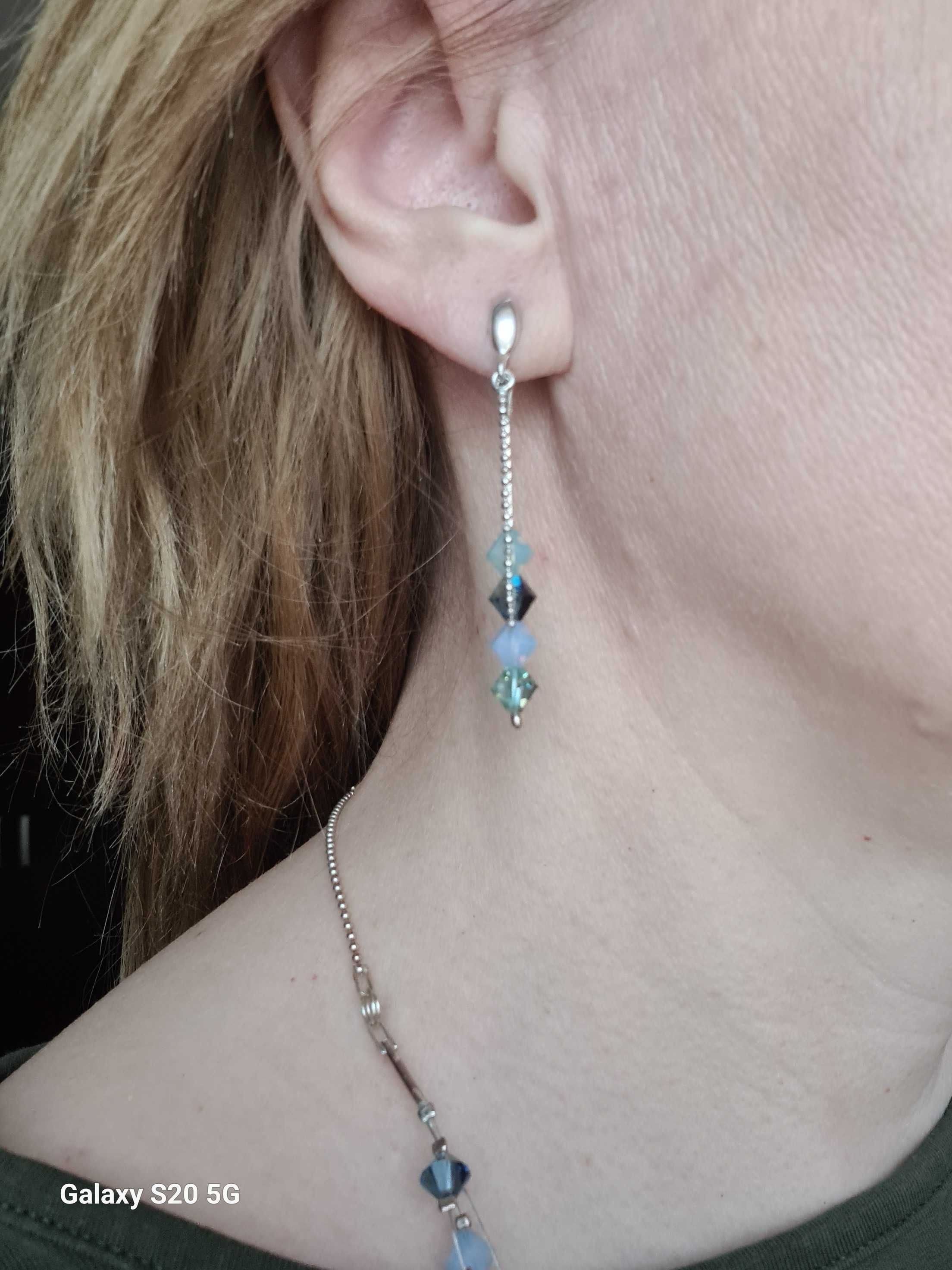 Zestaw naszyjnik i kolczyki kryształki Swarovski srebro