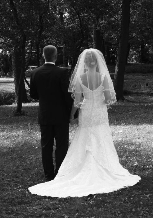 Suknia ślubna Sincerity rozmiar 36-38 z odpinanym trenem, ivory.