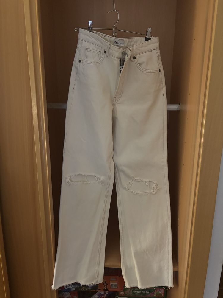 Calças de Ganga Brancas Zara