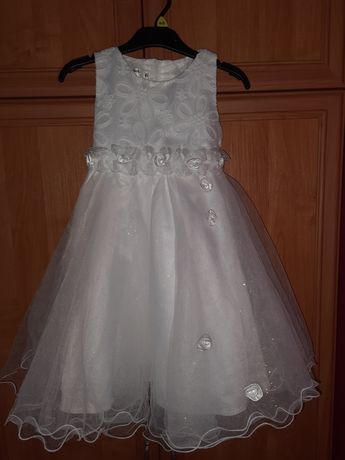 Sukienka 122 wesele komunia chrzciny biała tiulowa