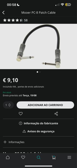 Conjunto de 10 Patch Cables para Pedalboard