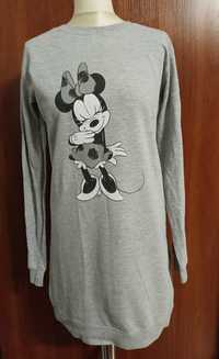Szara przedłużana bluza/ sportowa tunika z motywem Minnie Mouse M