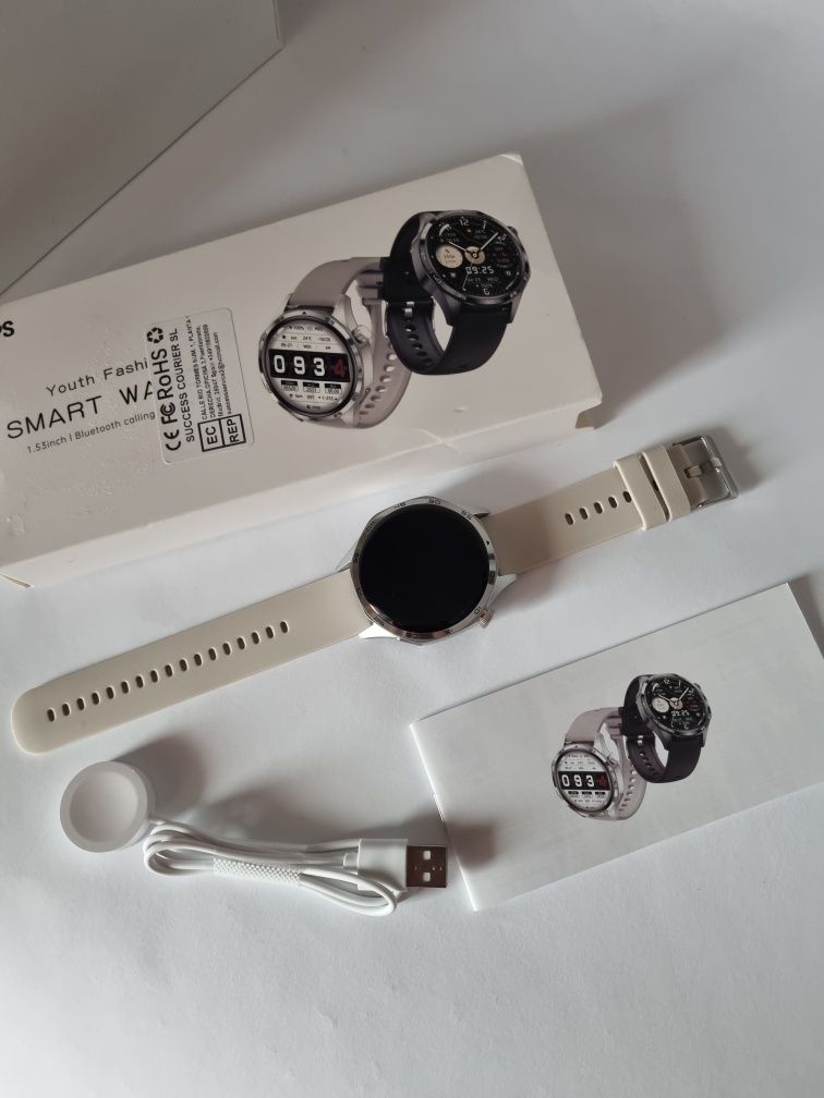 Smartwatch srebrny Amoled Menu PL