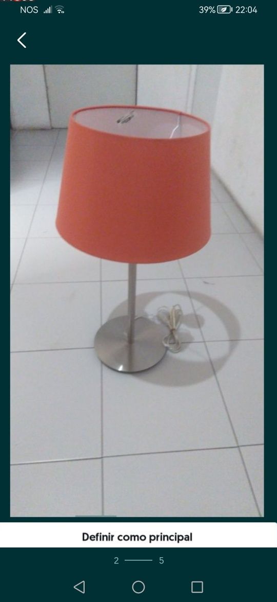 Candeeiros vários de mesa, secretária. 
Candeeiro todo