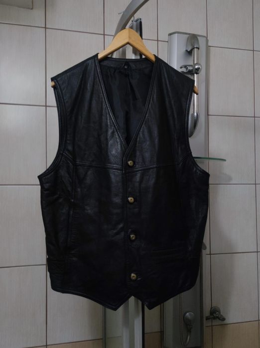 Bezrękawnik czarny L elegancki męski skórzany leather lieder opinający
