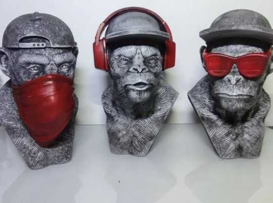 3 Wise Swag Monkeys modern Pop culture Bust