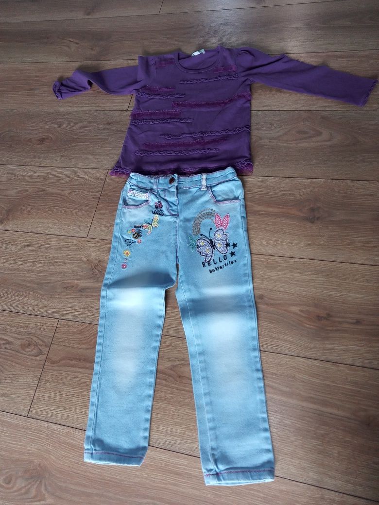 Zestaw bluzka plus spodnie jeans 4-5 lat