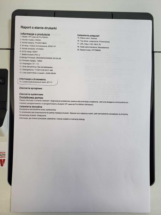 Drukarka laserowa HP LJ PRO M404N + nowy toner