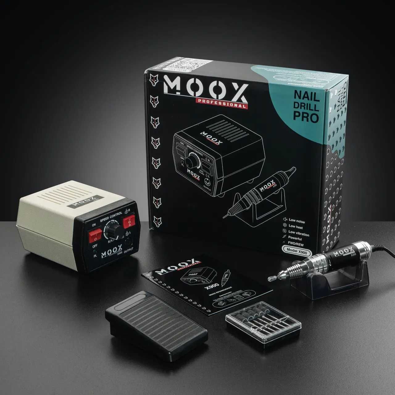 Фрезер для манікюру та педикюру MOOX X 900 55 000 об/хв 80 W Сірий