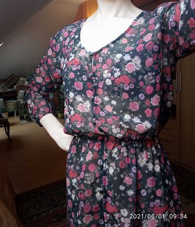 sukienka maxi w kwiaty w stylu Boho etno H&M rozmiar 36 - 38