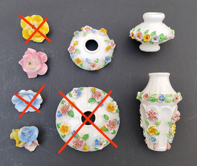 Peças de porcelana de candeeiro estilo D. Maria