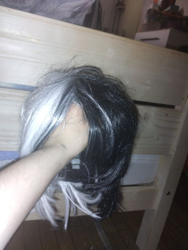 Peruka krótka biały czarny Monokuma danganronpa cosplay