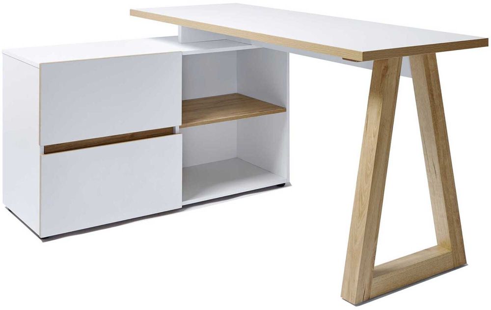 Biurko narożne Jahnke 140 x 110 x 76 cm białe Club C 145 E