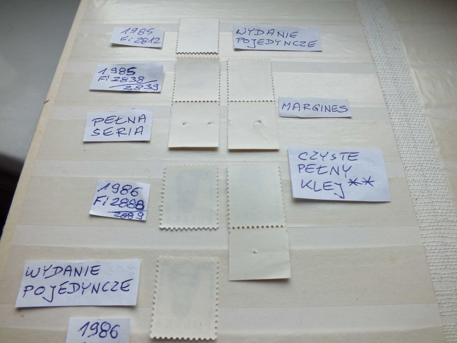 6szt. znaczki Fi2812 margines Fi2910 Polska 1985 /1986 GŁOWY czyste **