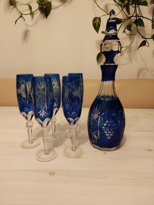 Karafka z kieliszkami kryształ Bohemia