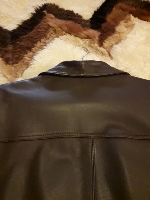 Casaco cabedal genuino para homem castanho escuro xl grande