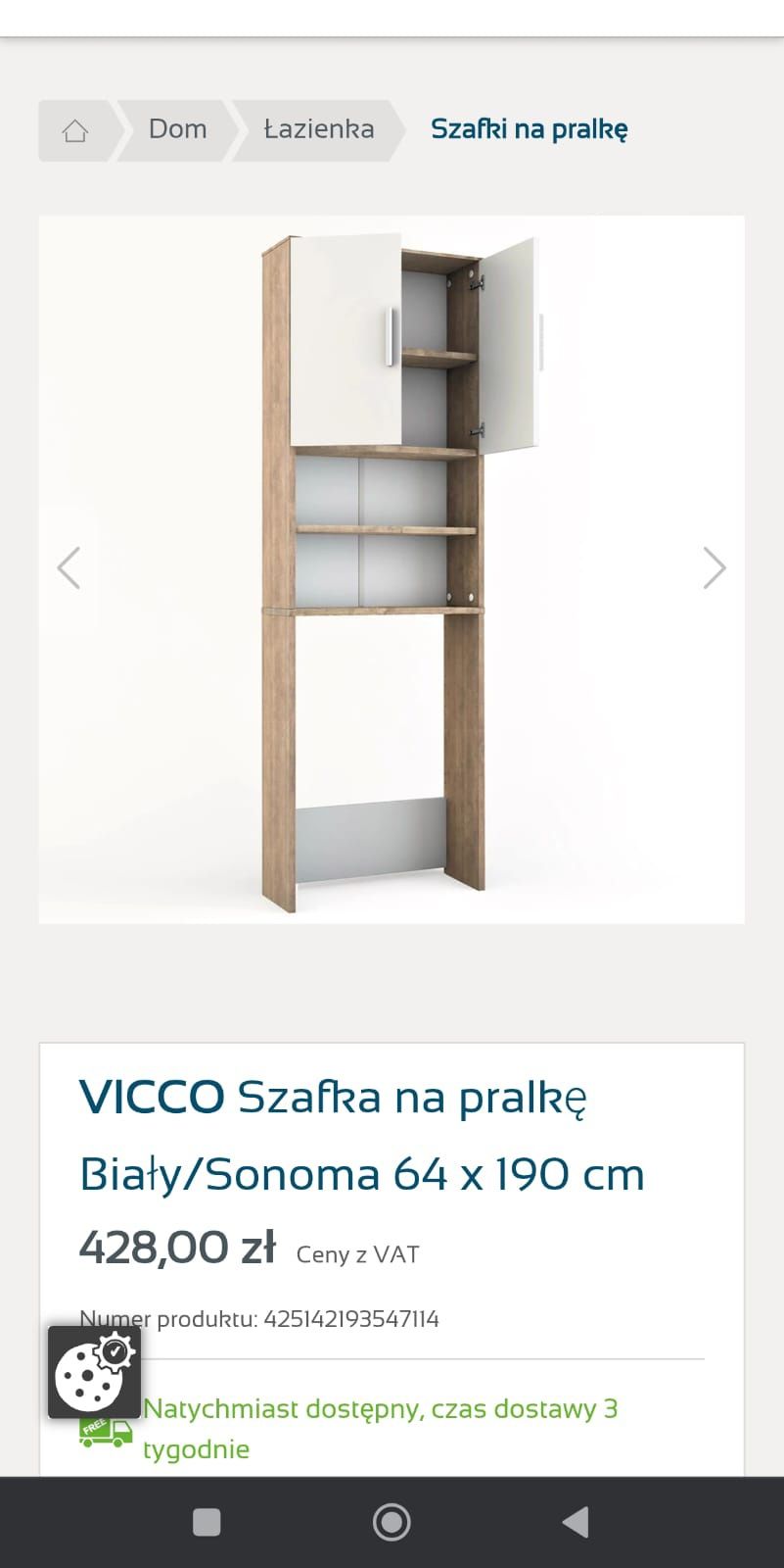 Szafka nad pralkę