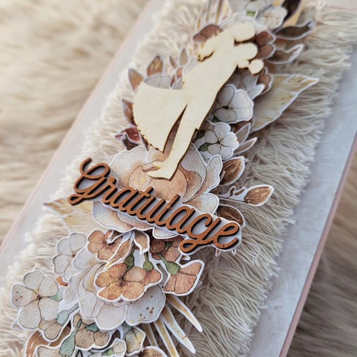 Kartka 3d na ślub wesele boho ręcznie robiona handmade