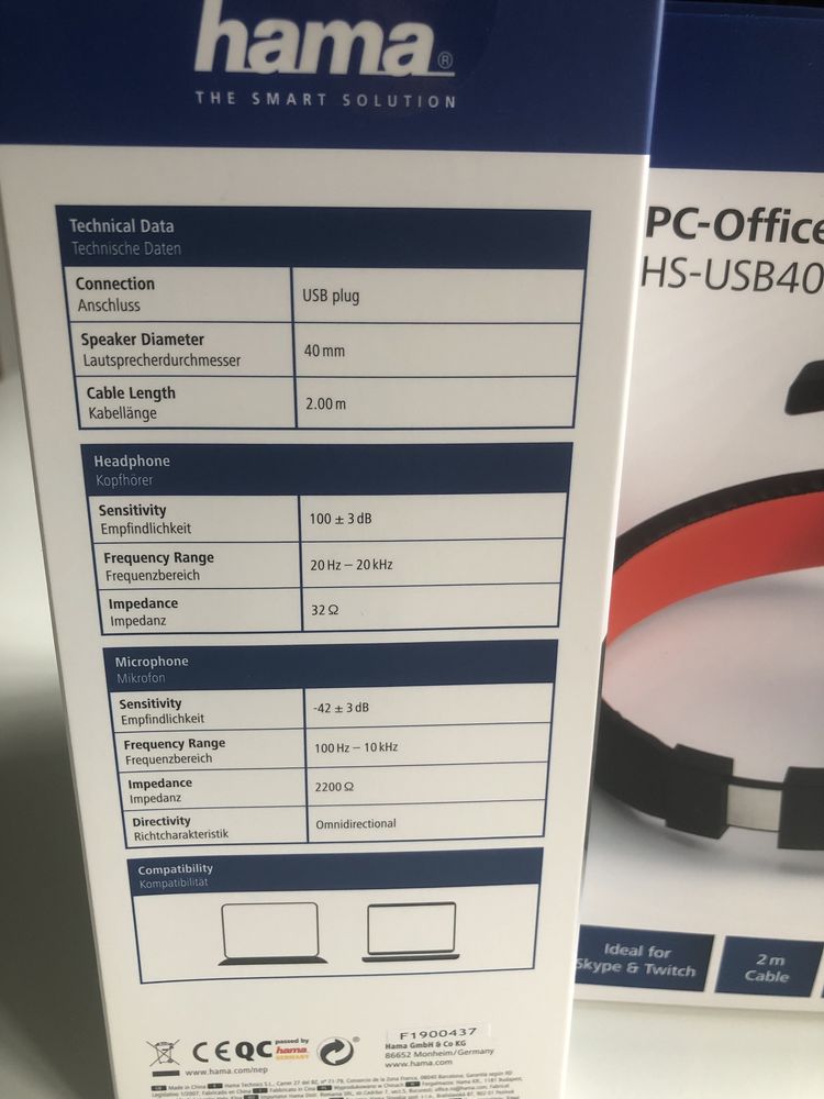 Геймерські навушники з мікрофоном HAMA HS-USB 400