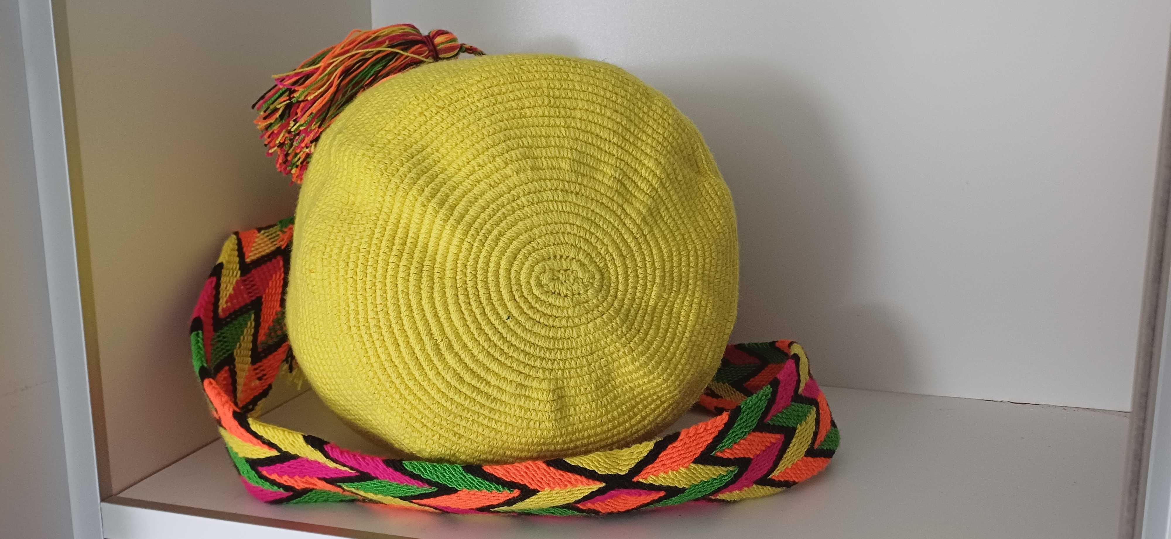 Oryginalna Kolumbijska torebka Wayuu ŻÓŁTA/La Flor de Cali/Boho/Nowa