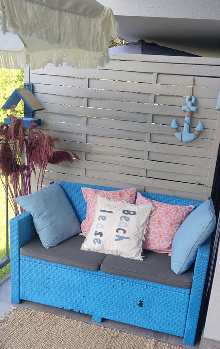 Meble ogrodowe rattan malowane niebieskie