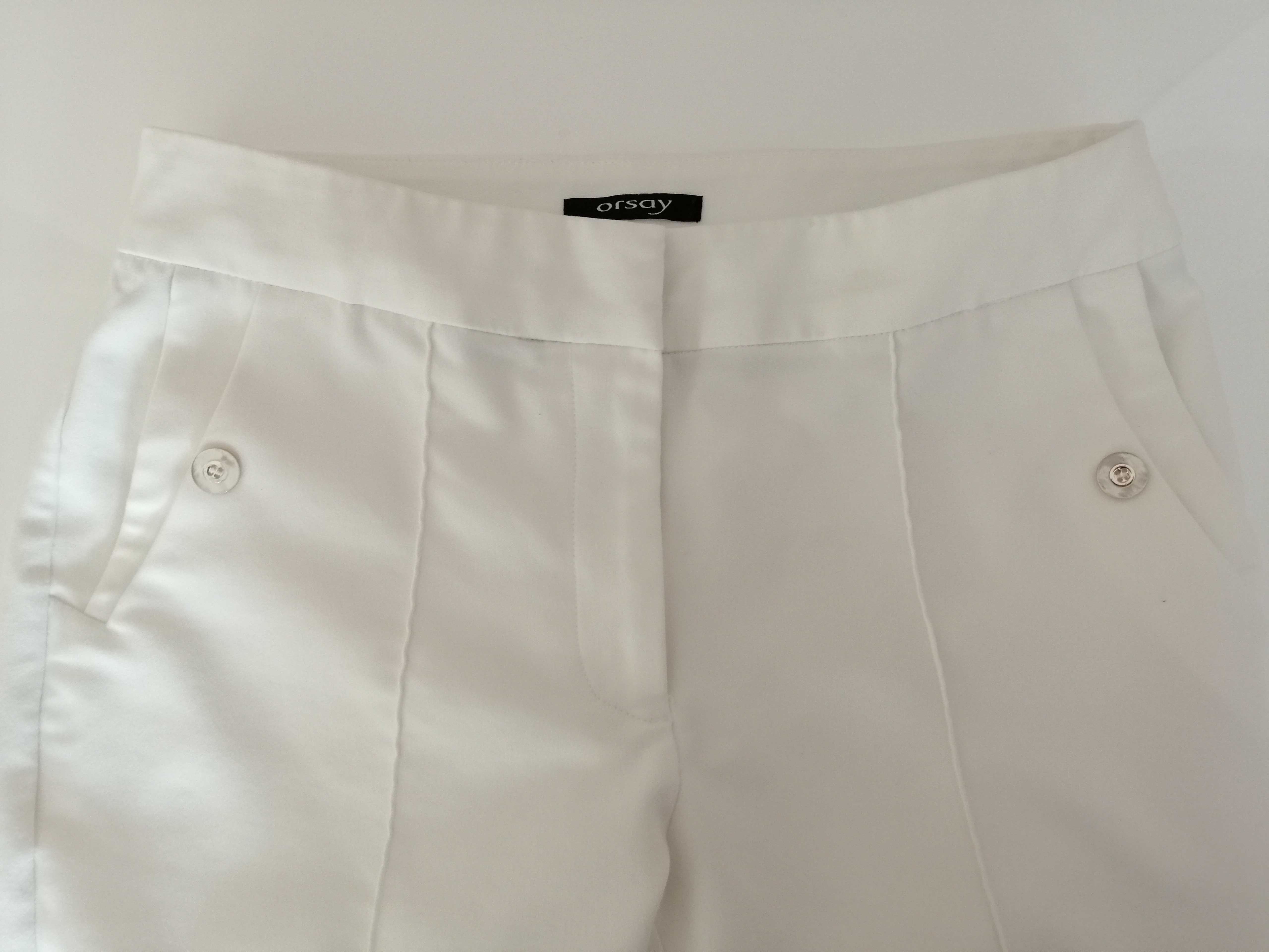 Białe eleganckie spodnie z oznaczonym kantem, Orsay