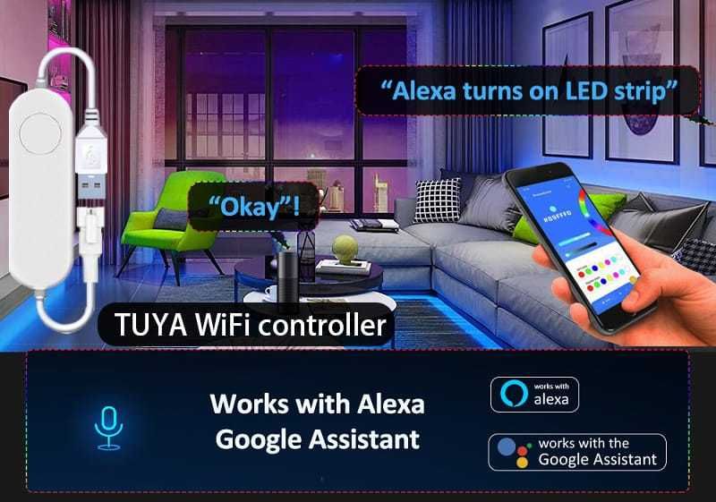 Tuya WiFi Taśma LED RGBIC 5m
