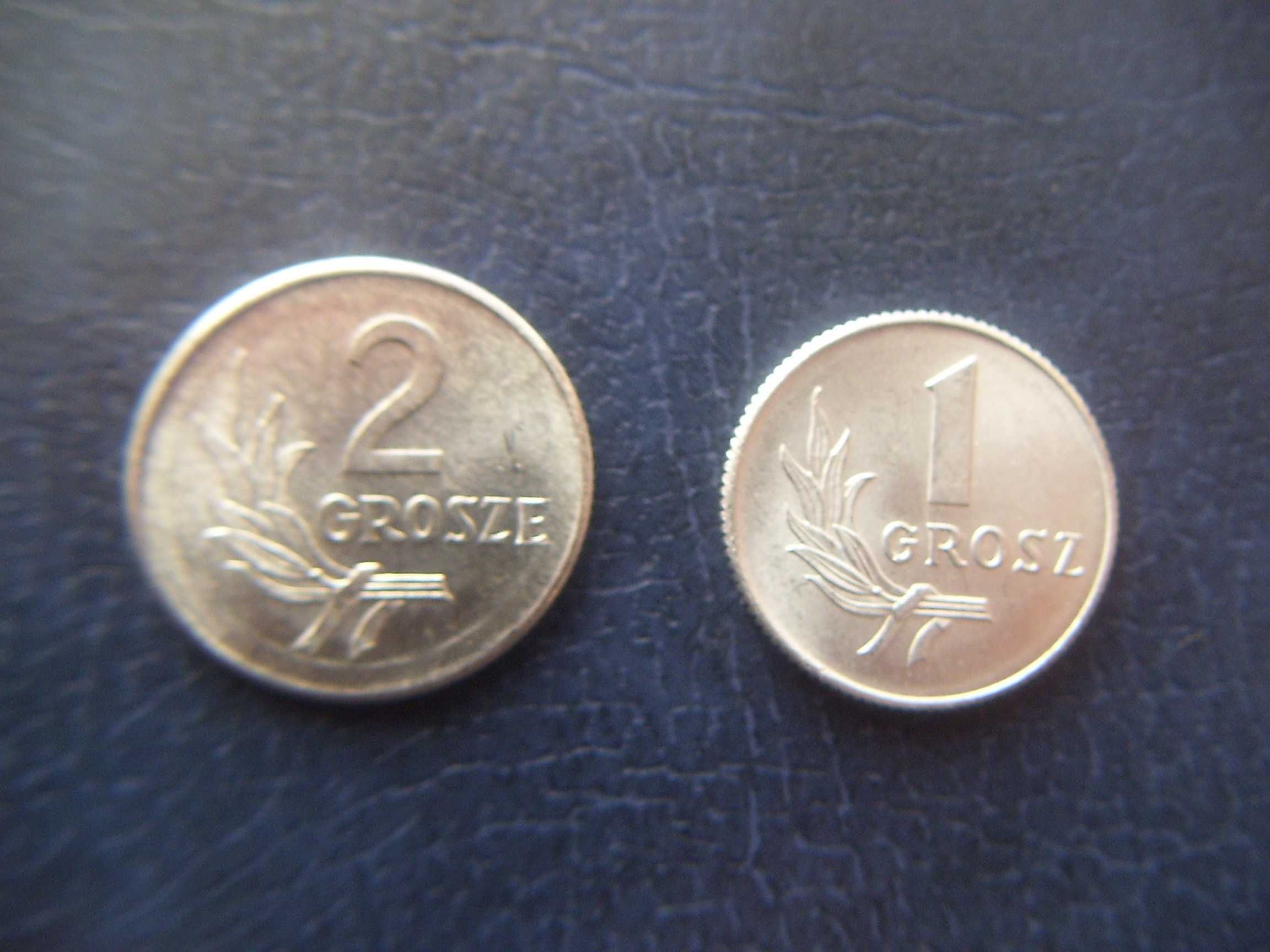 Stare monety 1 gr i 2 grosze 1949 PRL  stan menniczy