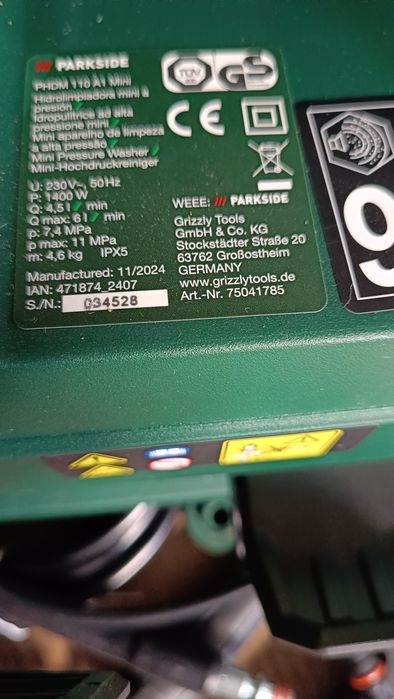parkside mini myjka cisnieniowa kompaktowa zestaw phdm 110 a1i
pa
