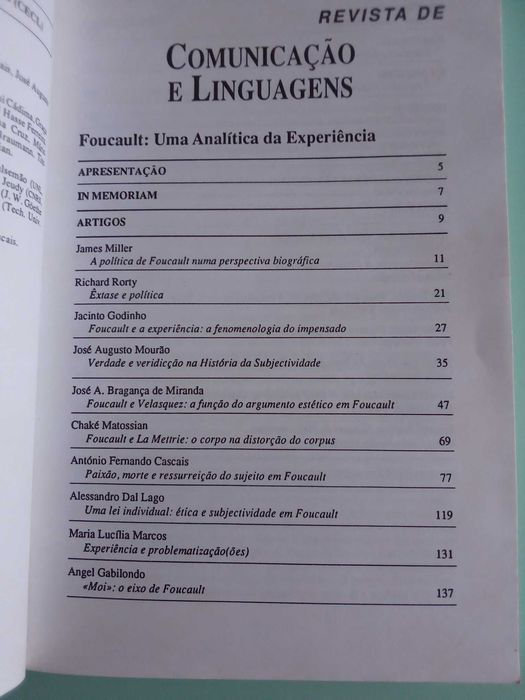 Livro "Michel Foucault: Uma Analítica da Experiência"