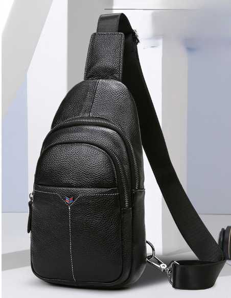 Чоловіча кожаная мужская бананка слінг сумка нагрудна з шкіри кожи
