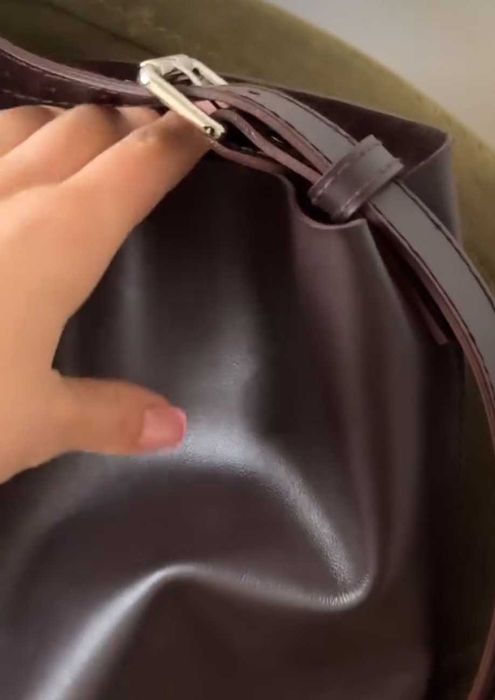 Сумка шкіряна коричнева шоколадна велика