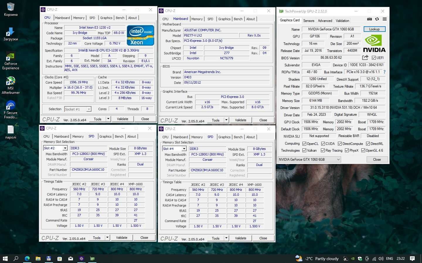 Компьютер ігровий Xeon E3 1230 v2, Corsair 16Gb, GTX 1060 6Gb