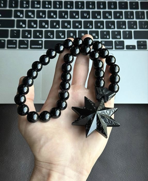 Черные четки роза ветров четки со звездой в машину на зеркало смола