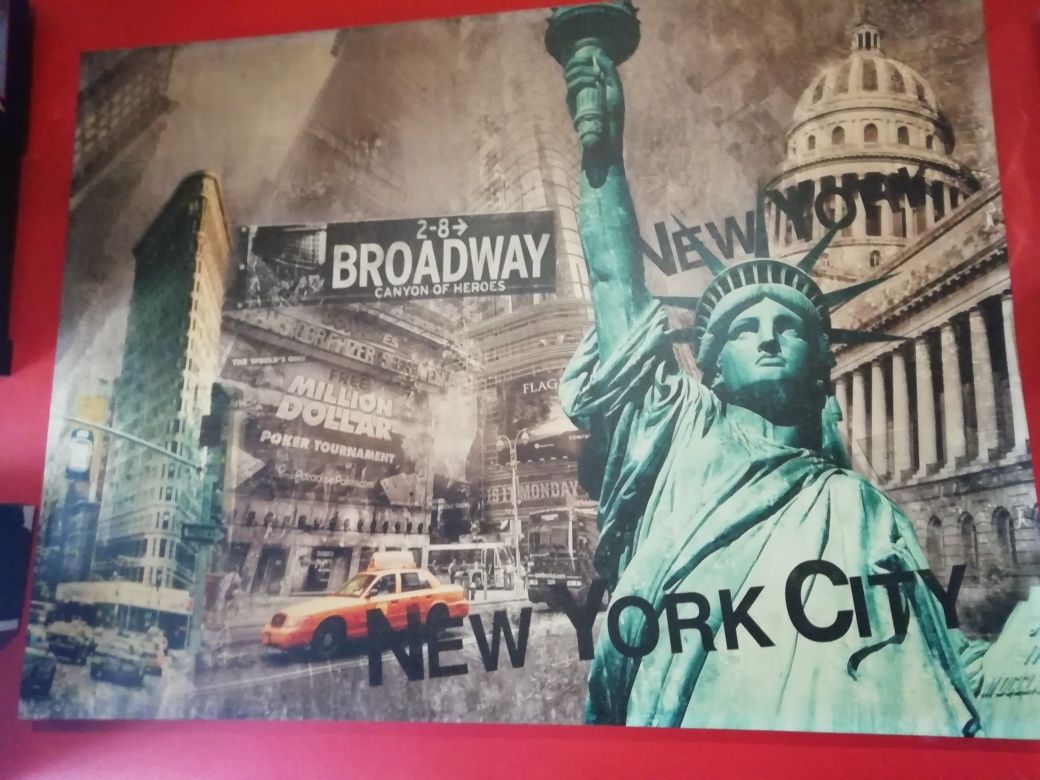 Quadro grande para sala tema cidade nova York New York 113cmx85cm