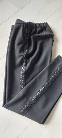 Czarne spodnie z lampasem 36 Reserved