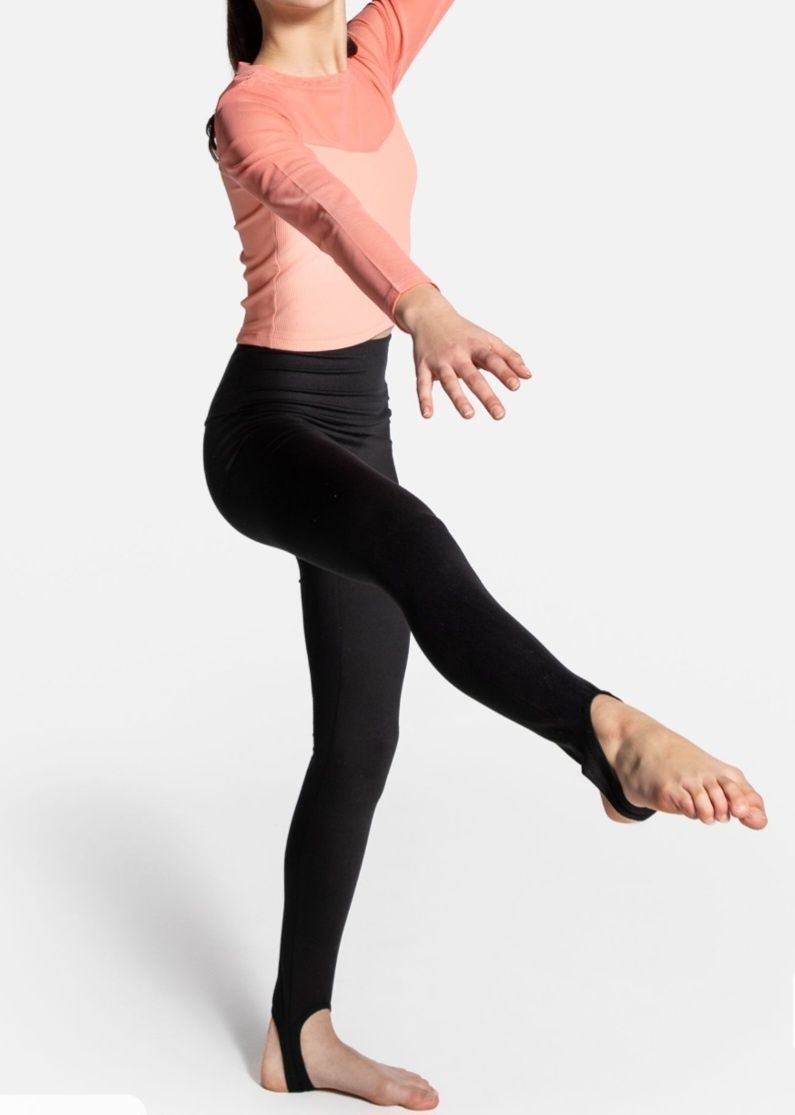 Legginsy 128 dziewczęce z paskiem pod stopą czarne marki Lemon Explore