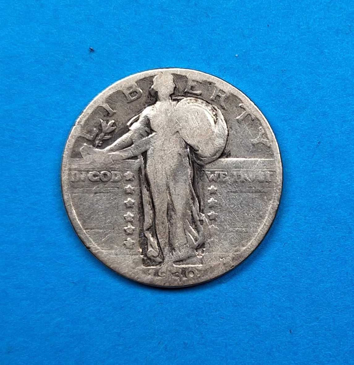 USA ćwierćdolarówka, Quarter Dolar Standing Liberty 1930, srebro 0,900