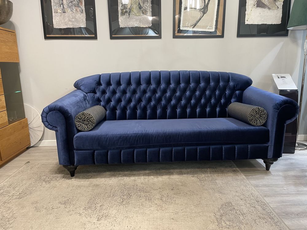 Sofa Chesterfield DIVA Aris Mebel – luksusowy welur, jak nowa!