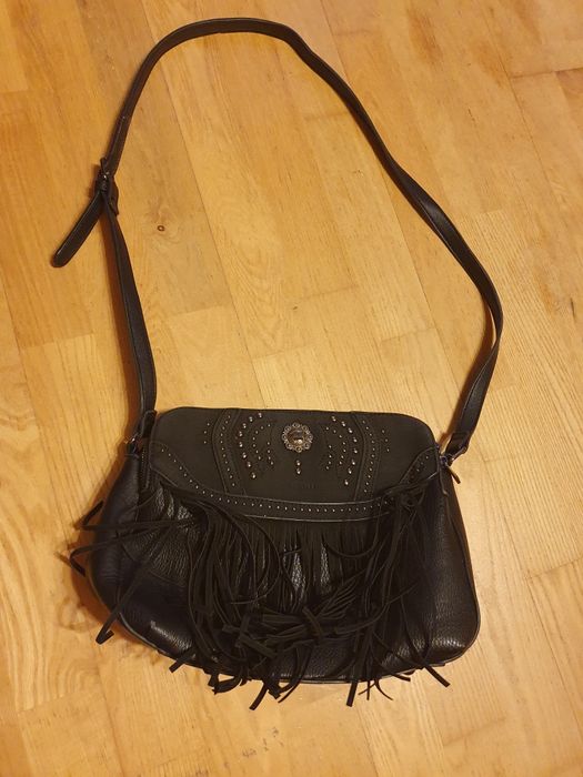 Czarna torebka na ramię ,Medicine, zamsz+skóra