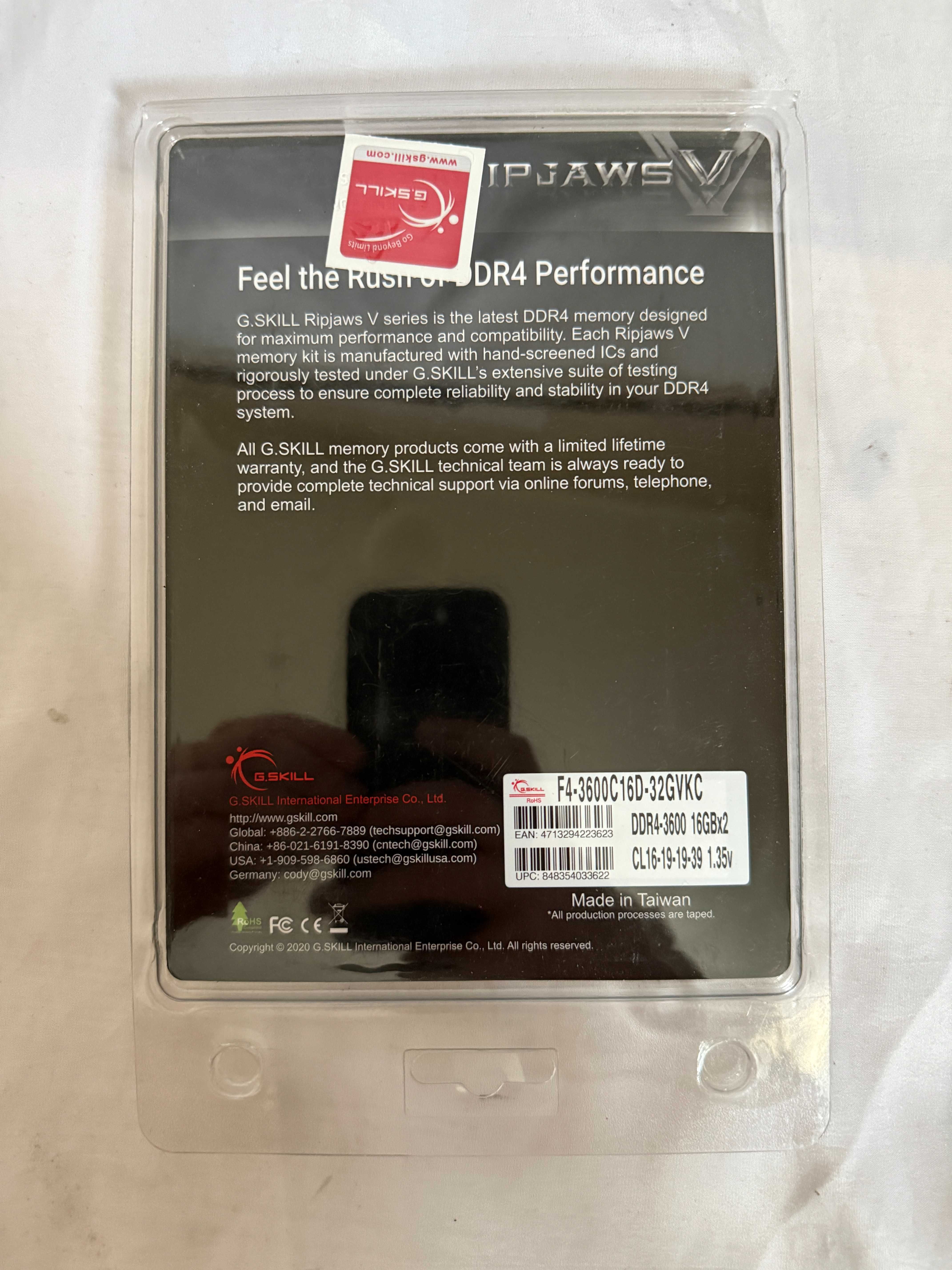 Pamięć RAM DDR4 G.SKILL RipjawsV 2x16GB 32GB 3600MHz