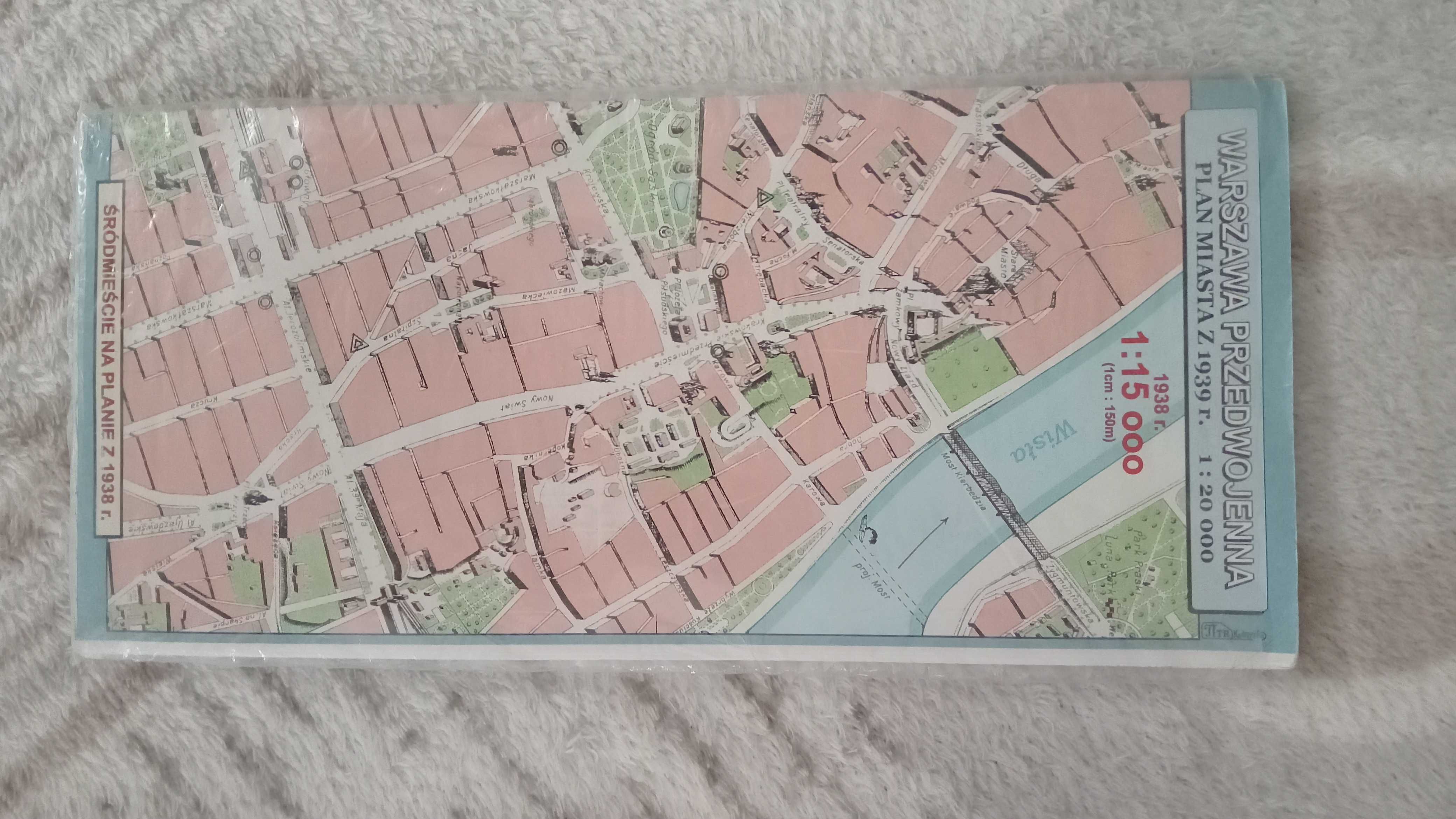 Warszawa przedwojenna plan miasta z 1939 r. 1:20000, op. P. Kamiński