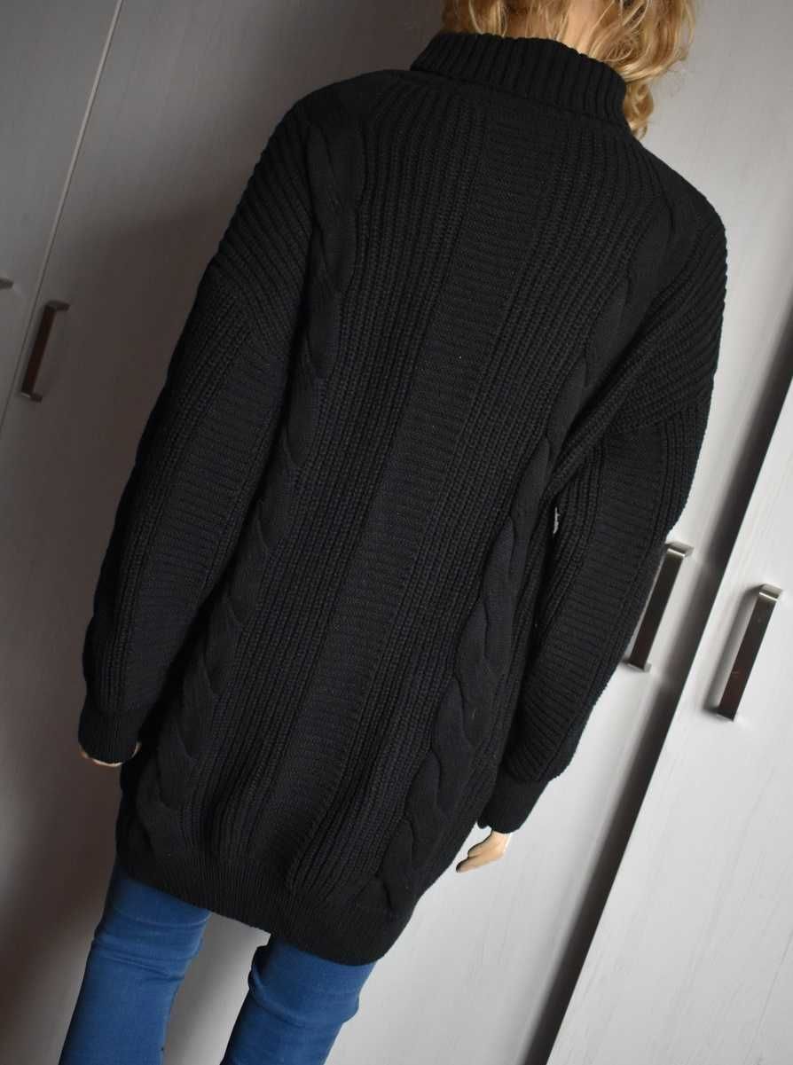 Sweter 38 M dzianinowy oversize z golfem ciepły gruby golf luźny