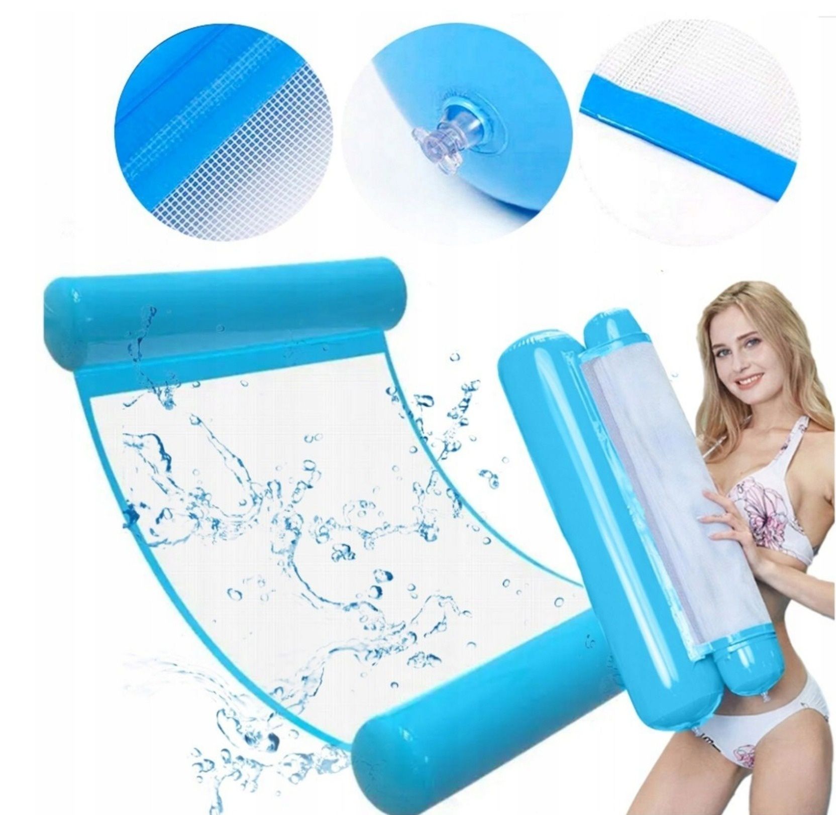 Materac dmuchany hamak wodny 110x85cm leżak fotel pompowany do basenu