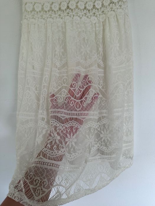 Kremowa/biała koronkowa sukienka rozm 8