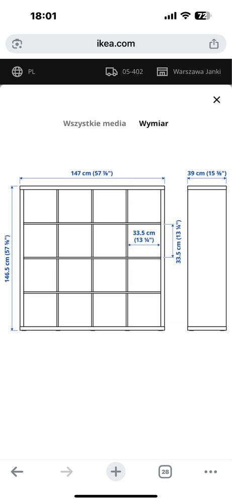 Regał Kallax IKEA 4x4